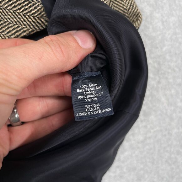 J Crew Ludlow Suit Vest Waistcoat Sz M Brown Herringbone Italian Linen 6 Button - Picture 10 of 12